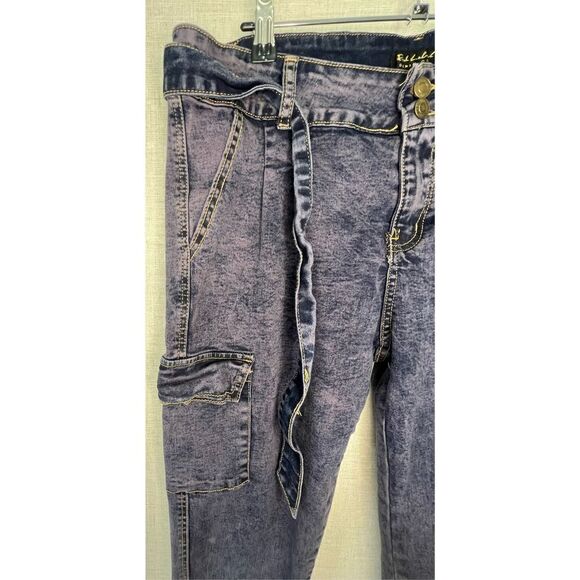 Pink Label Denim Co. Purple Skinny Jeans With Belt And Pockets On Legs - Picture 2 of 5